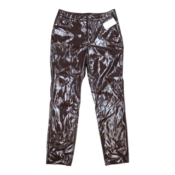 Vero Moda Chocolate Brown Glossy Brenda Slim Pants 28 - Picture 1 of 3